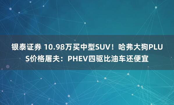 银泰证券 10.98万买中型SUV！哈弗大狗PLUS价格屠夫：PHEV四驱比油车还便宜
