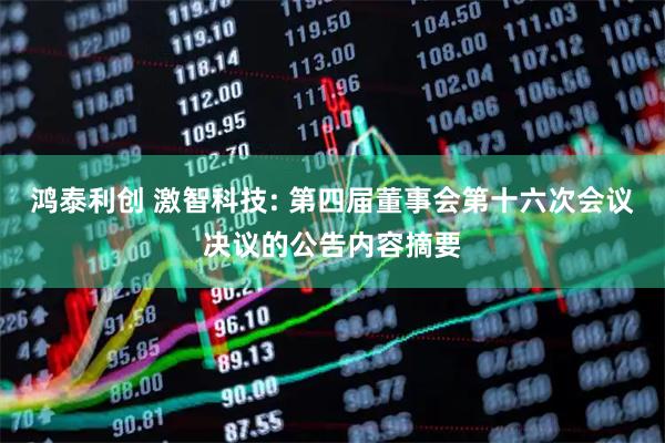 鸿泰利创 激智科技: 第四届董事会第十六次会议决议的公告内容摘要