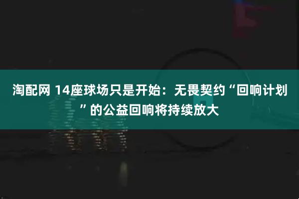 淘配网 14座球场只是开始：无畏契约“回响计划”的公益回响将持续放大