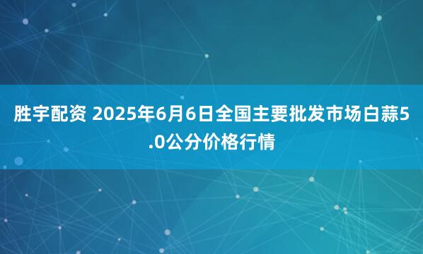 胜宇配资 2025年6月6日全国主要批发市场白蒜5.0公分价格行情